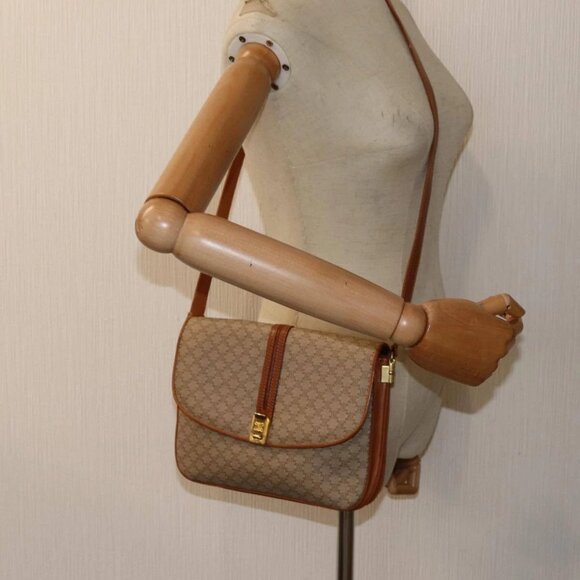 CELINE Macadam Canvas Shoulder Bag Beige Brown Auth 82147 - Picture 3 of 16